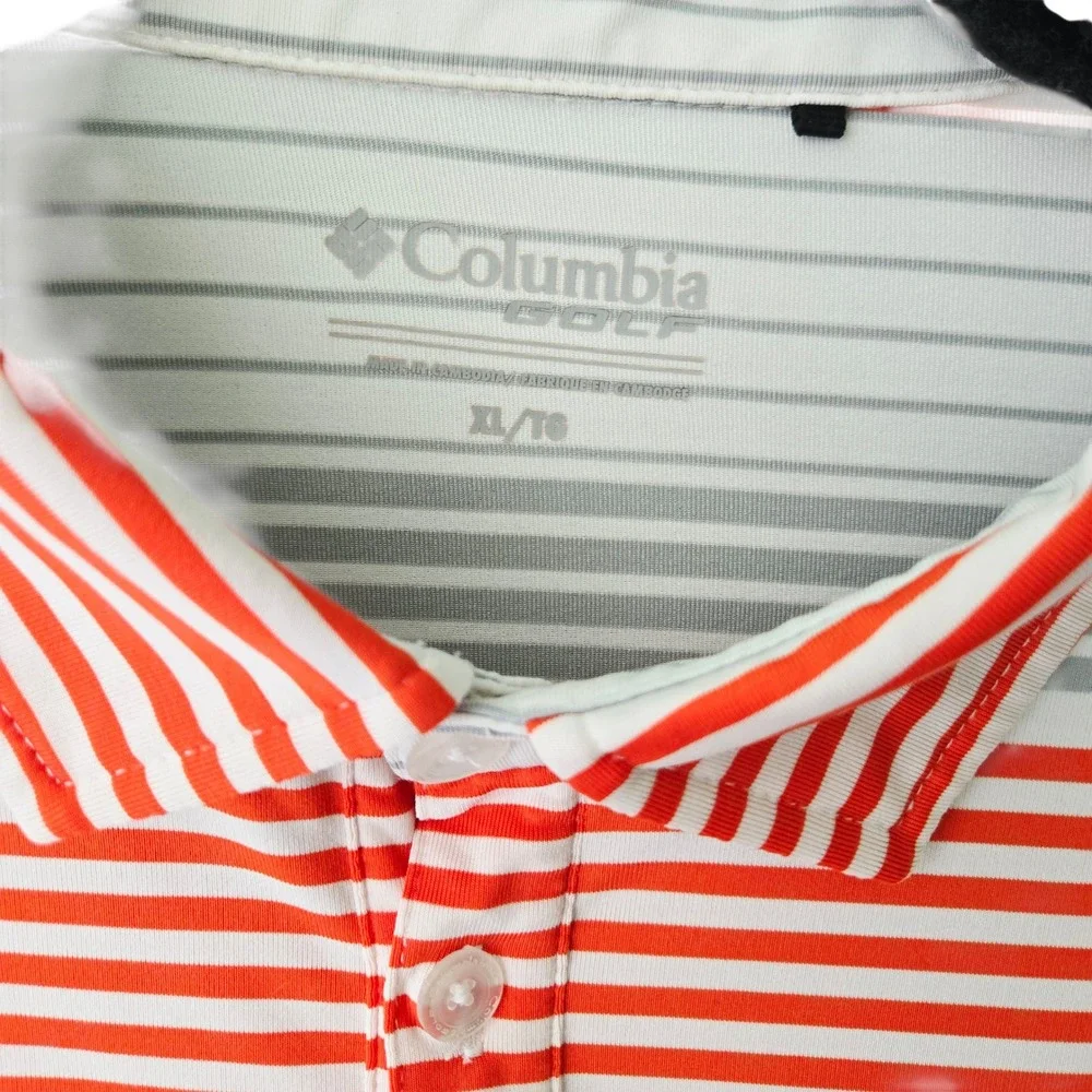 Columbia Golf OSU Cowboys‎ Polo Shirt XL Orange Gray Stripe Short Sleeve Men